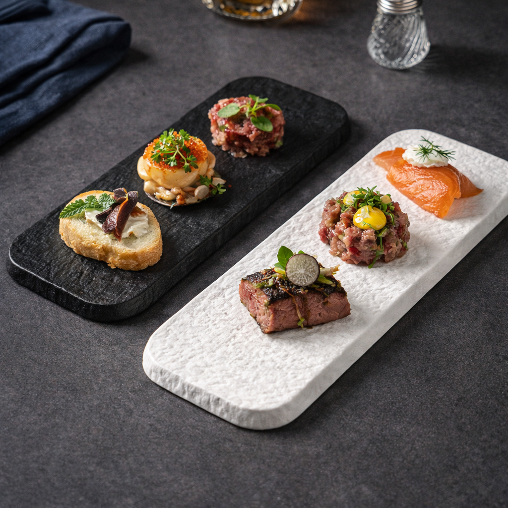 Frosted Stone Texture Rectangular Ceramic Plate