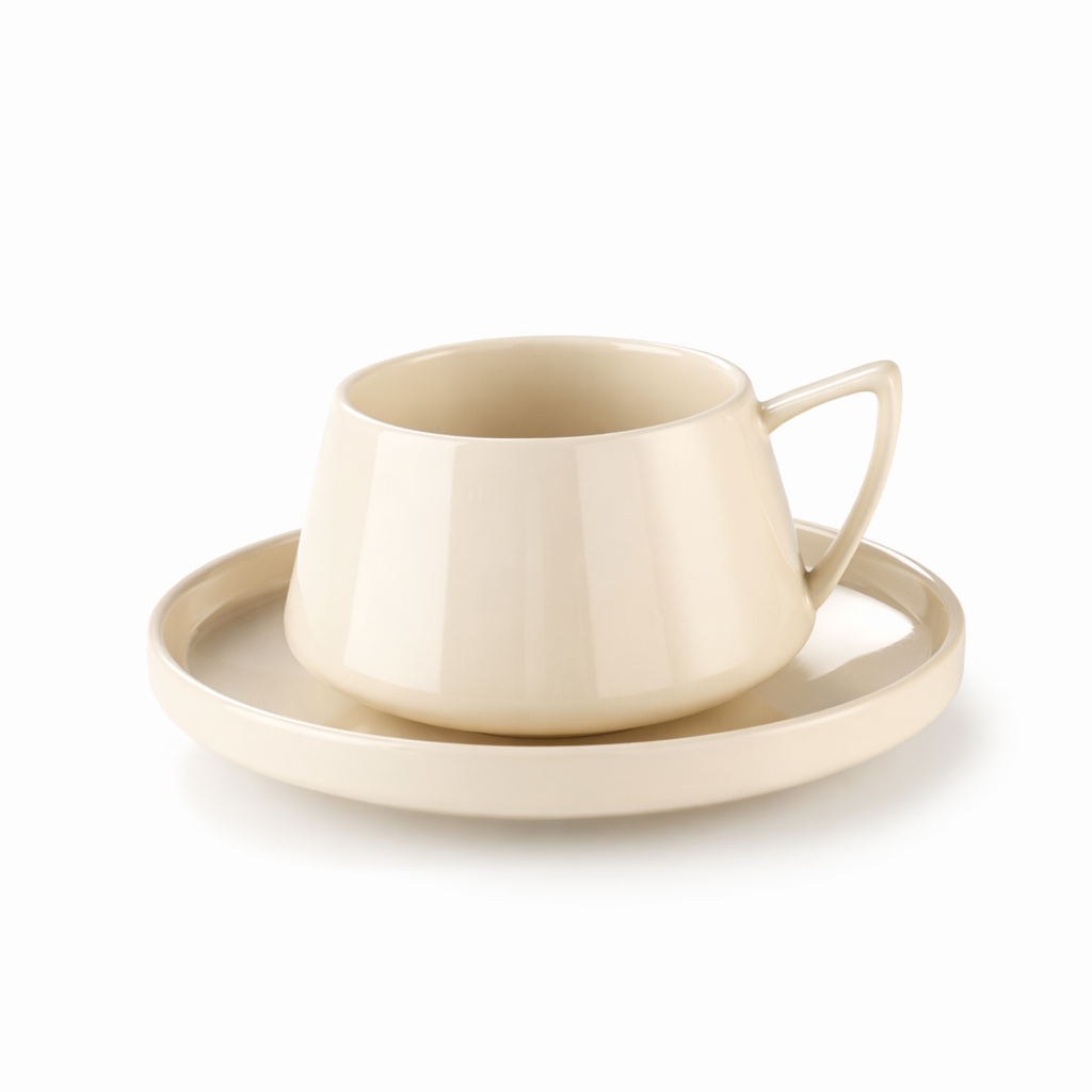 Ceramic Coffee Cup & Saucer Set