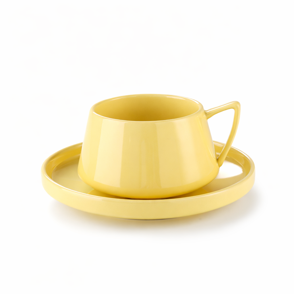 Ceramic Coffee Cup & Saucer Set